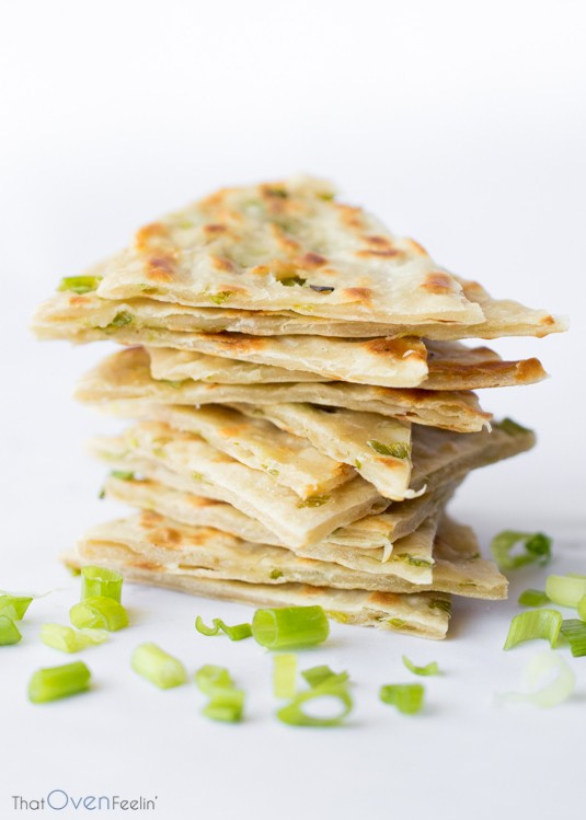 Scallion Pancakes with a Spicy Dipping Sauce