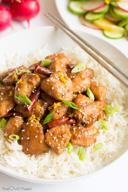 Skinny Take-Out Orange Chicken With Jasmine Rice