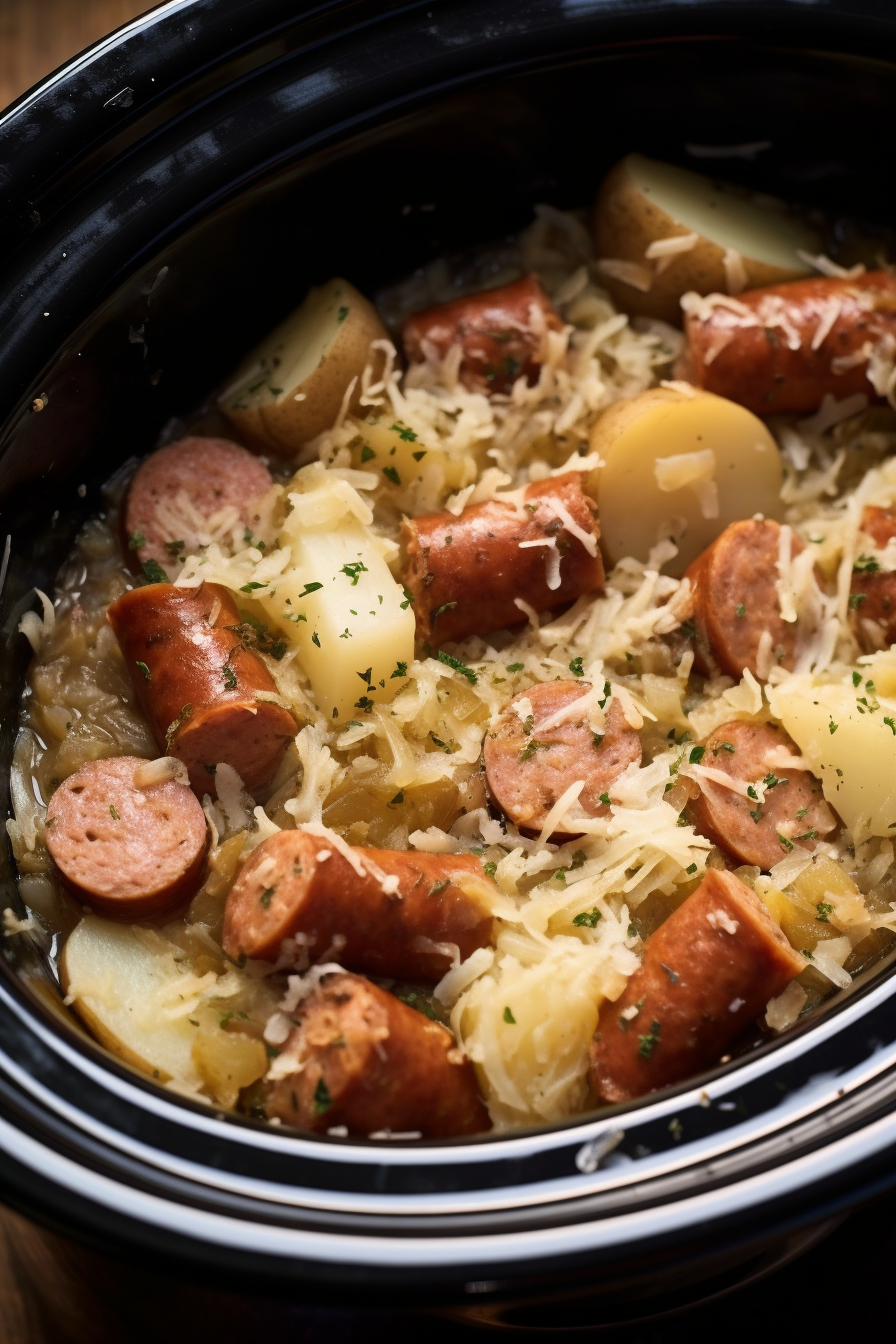 Crockpot Polish Sausage, Sauerkraut And Potatoes