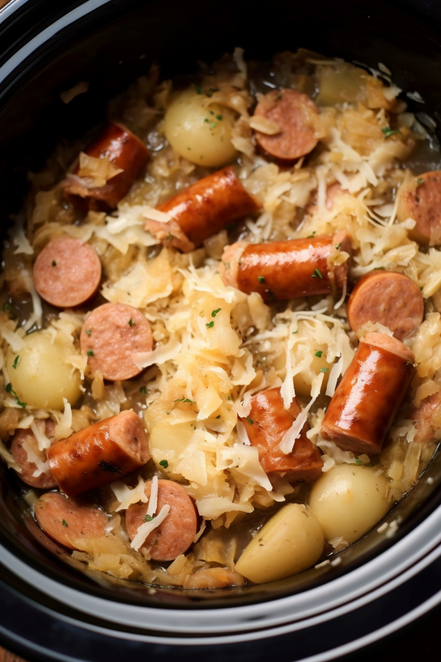 Crockpot Polish Sausage, Sauerkraut And Potatoes