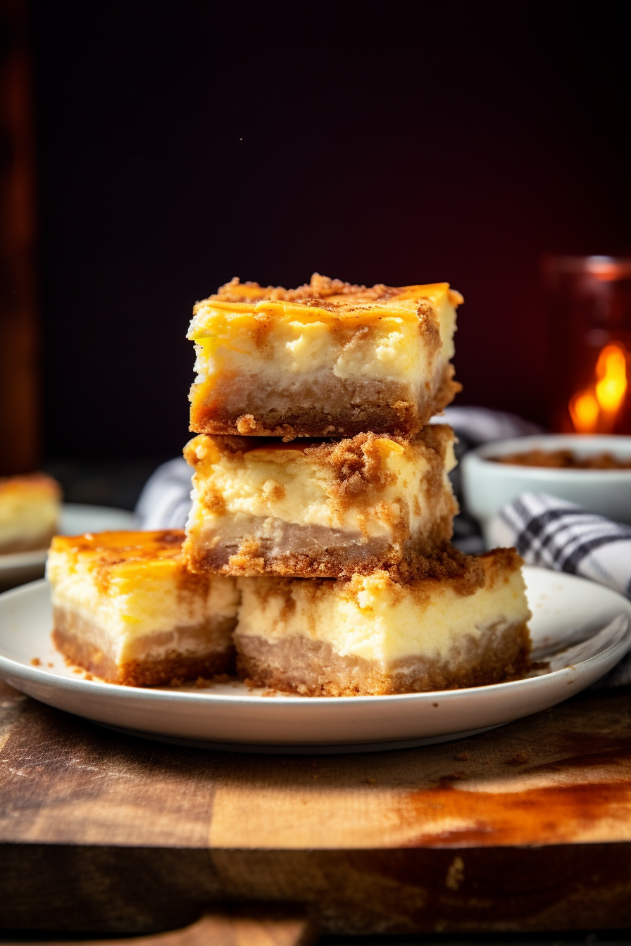 Blender Cinnamon Roll Cheesecake Bars