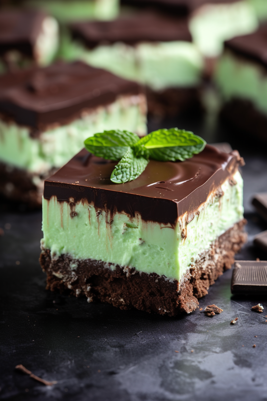 Chocolate Mint Cheesecake Bars