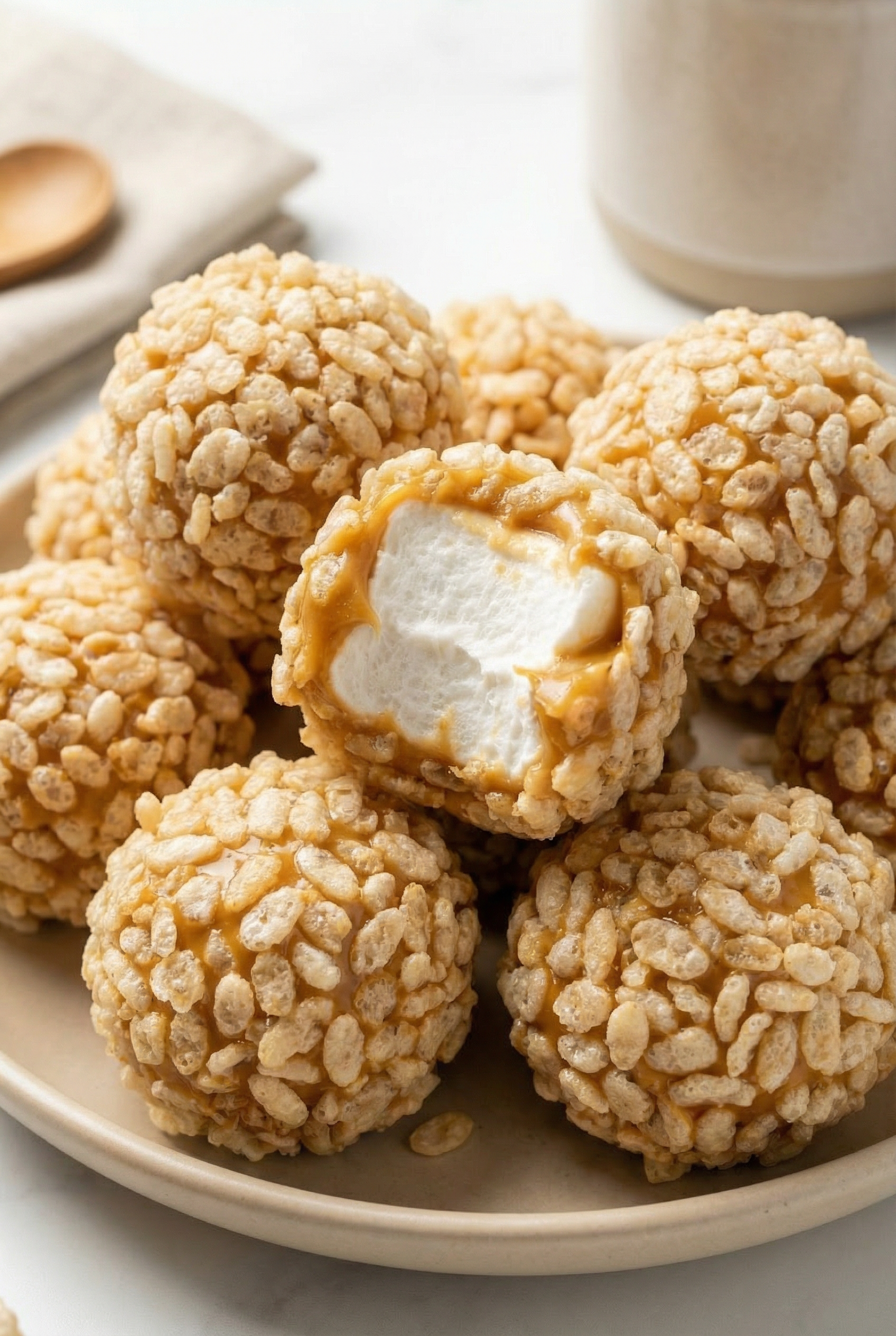 Caramel Marshmallow Rice Krispie Balls