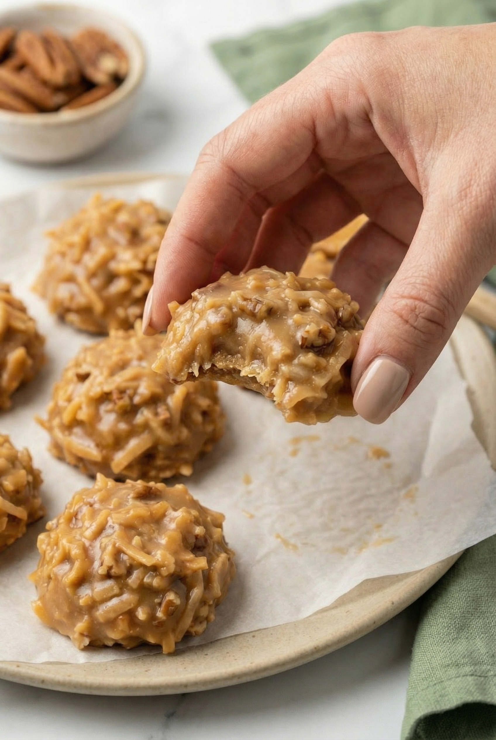 No-Bake Coconut Pecan Praline Cookies