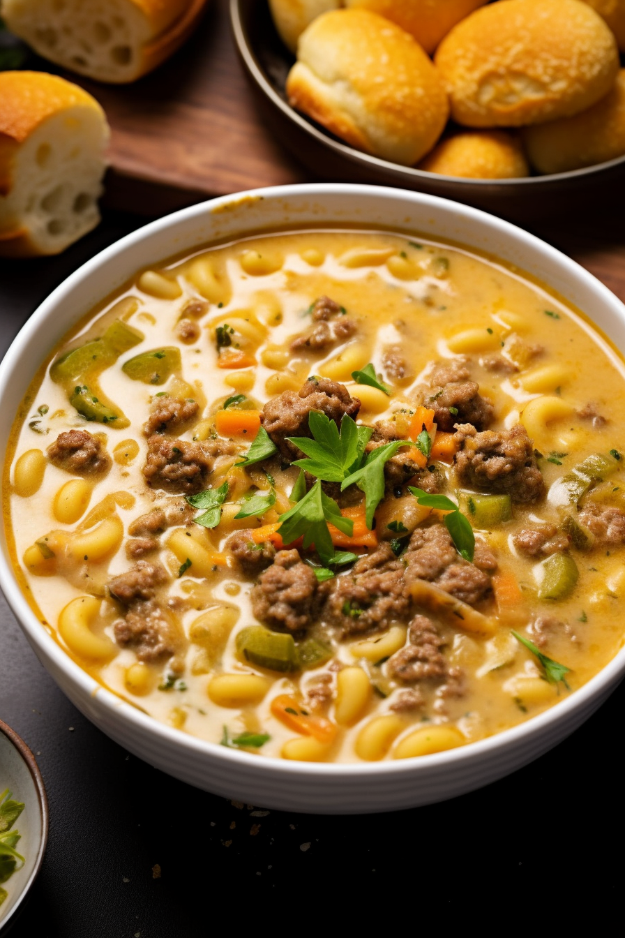 One-Pot Macaroni Cheeseburger Soup