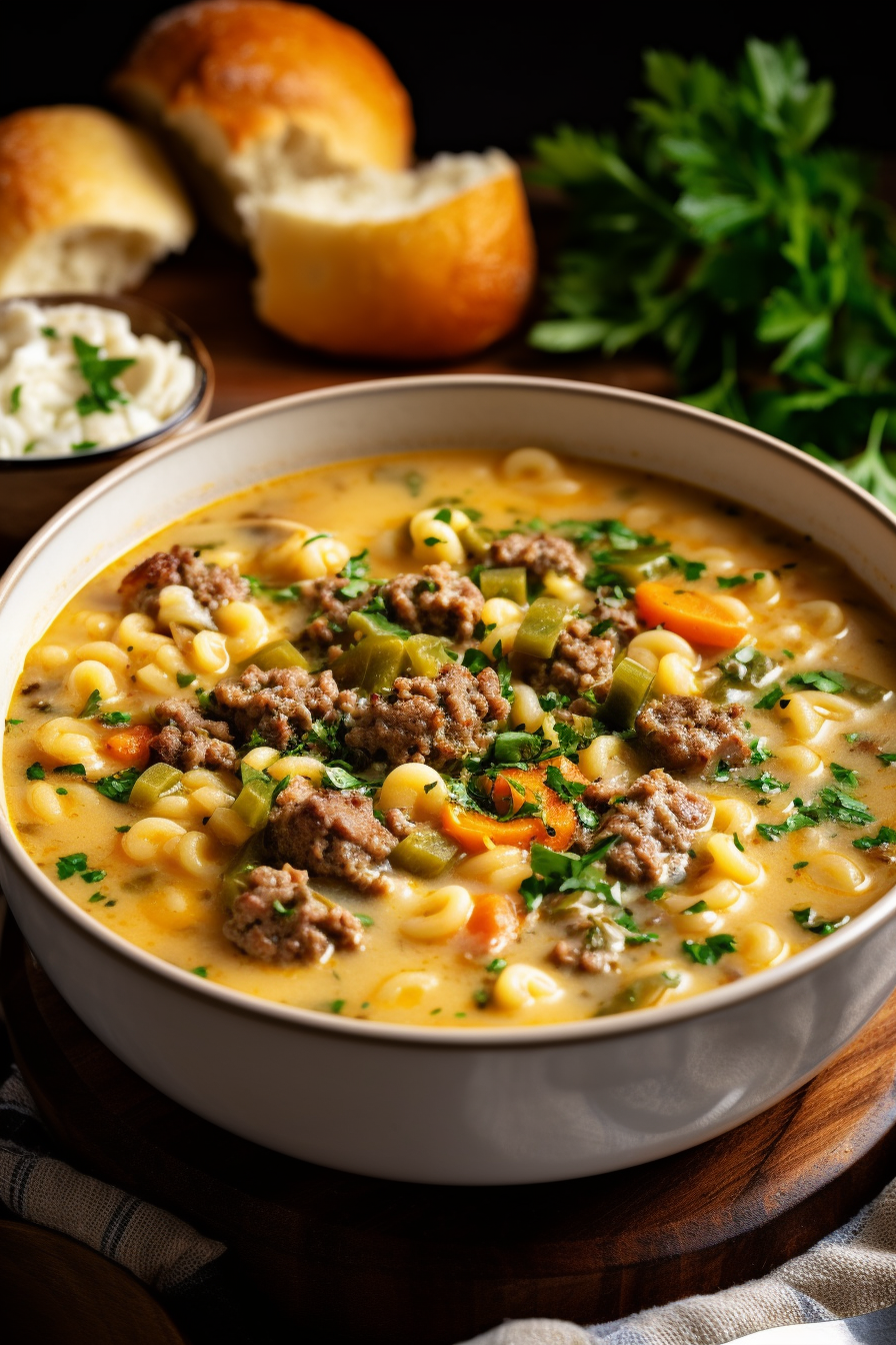 One-Pot Macaroni Cheeseburger Soup