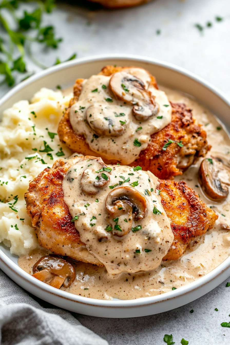Chicken with Garlic Mushroom Sauce