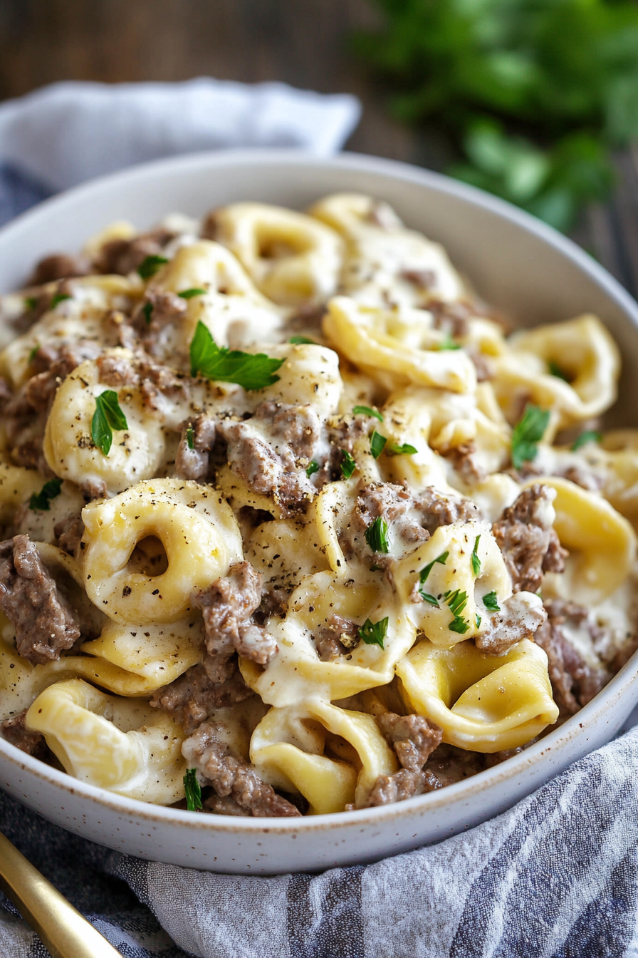 Philly Cheesesteak Tortellini Pasta