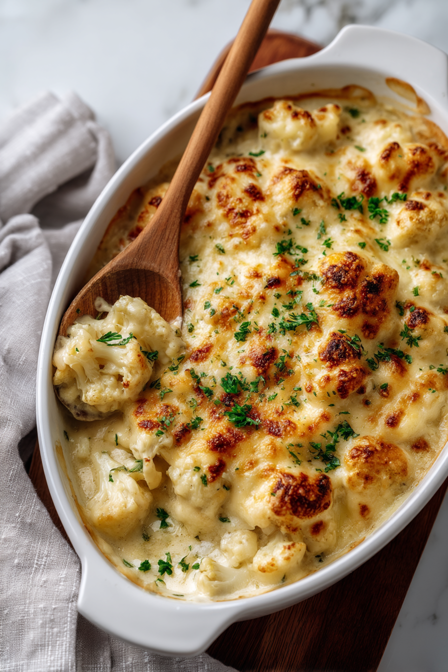 Cheesy Cauliflower Alfredo Bake