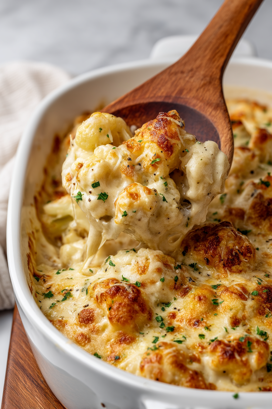 Cheesy Cauliflower Alfredo Bake