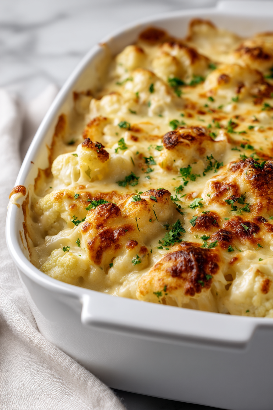Cheesy Cauliflower Alfredo Bake