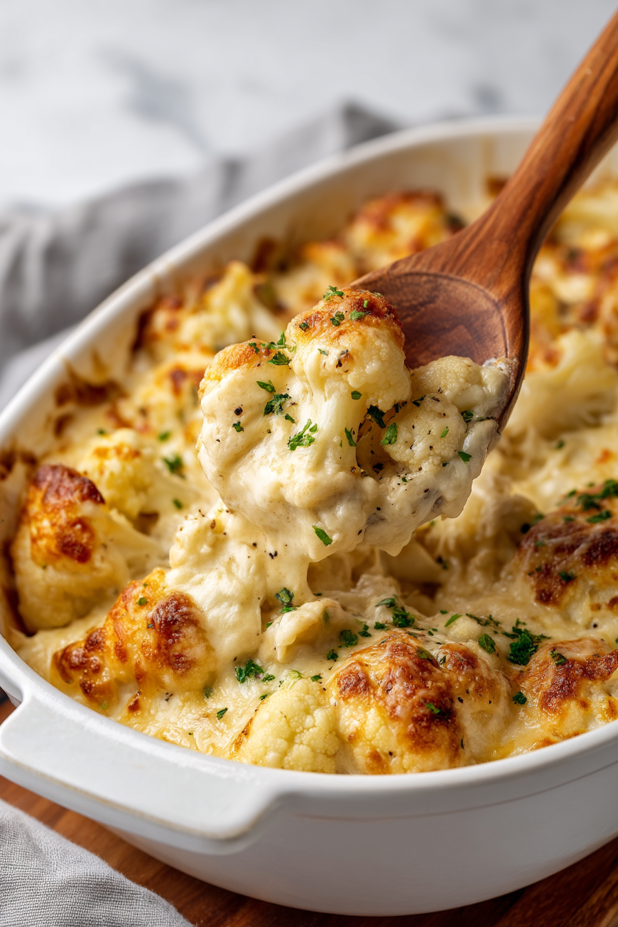 Cheesy Cauliflower Alfredo Bake