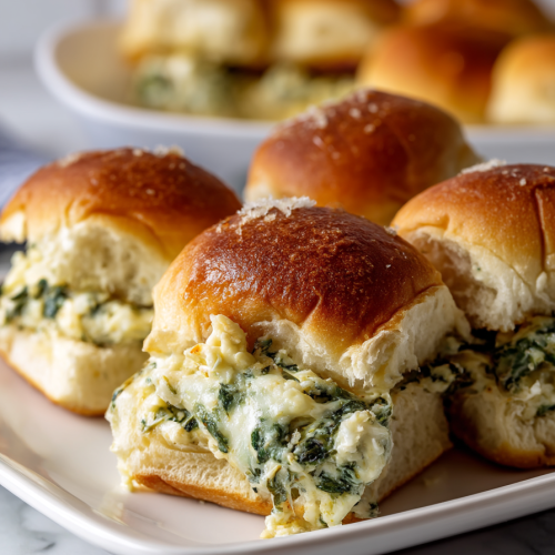 Cheesy Spinach Artichoke Dip Sliders