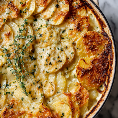 Crispy Parmesan and Gruyere Potato Gratin