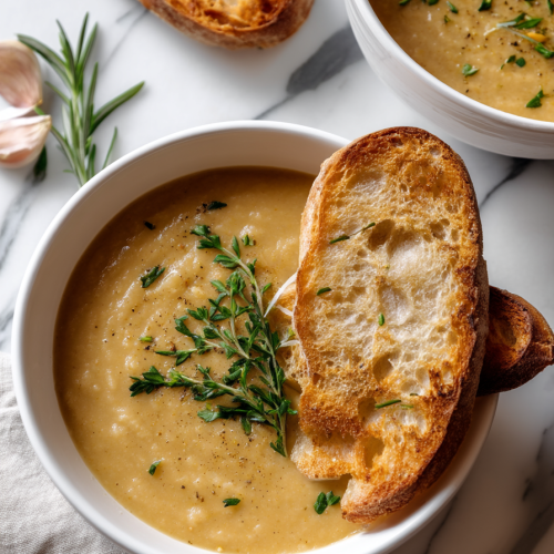 Rosemary and Roasted Garlic White Bean Soup