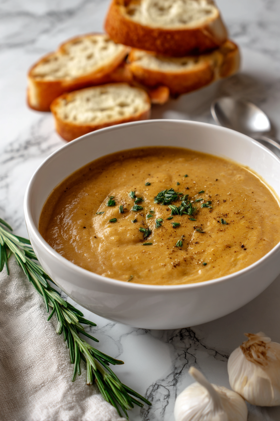 Rosemary and Roasted Garlic White Bean Soup