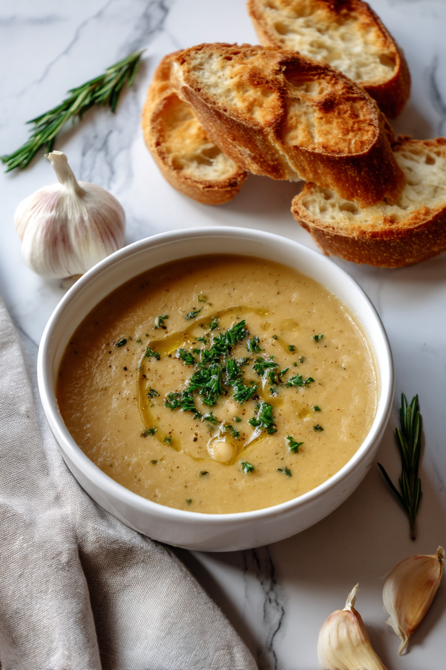 Rosemary and Roasted Garlic White Bean Soup