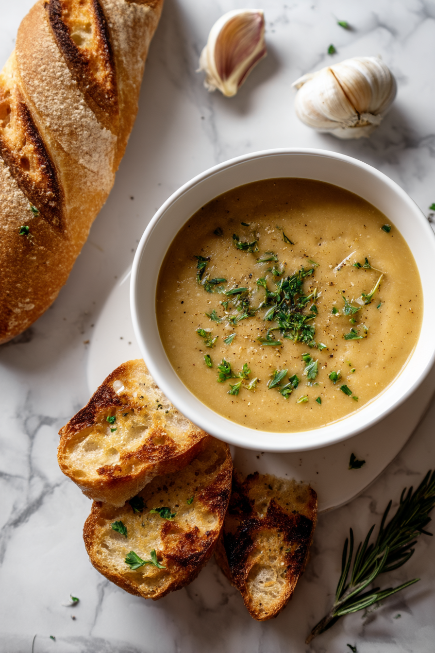 Rosemary and Roasted Garlic White Bean Soup