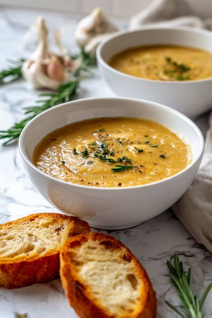Rosemary and Roasted Garlic White Bean Soup