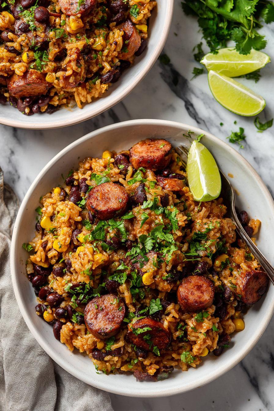 Black Beans, Sausage and Rice Skillet