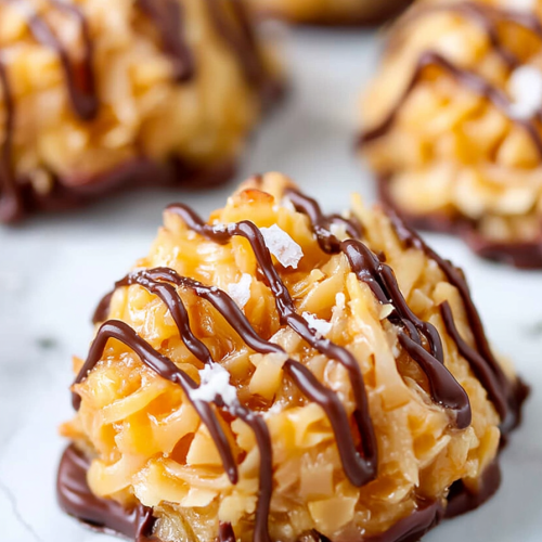No Bake Salted Caramel Coconut Macaroons